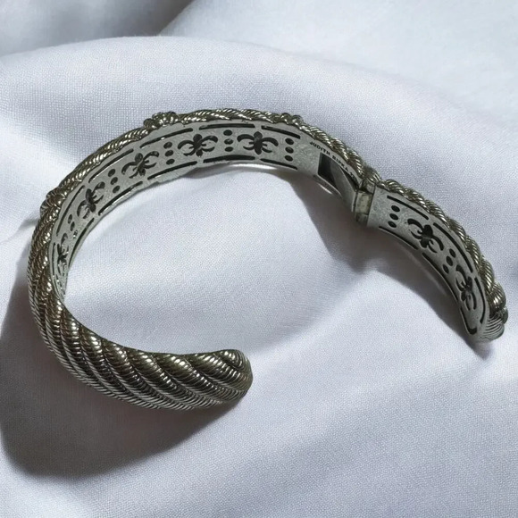 VTG Judith Ripka 925 Sterling Silver & CZ Stones Hinged Cuff Bracelet, 69.75 G - Picture 8 of 9